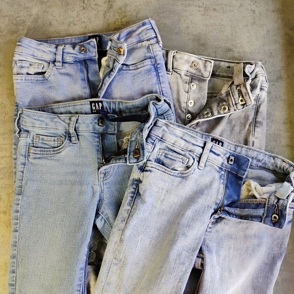GAP High Rise Jegging Bundle Girls 7 Skinny Jeans Distressed School - Picture 11 of 16